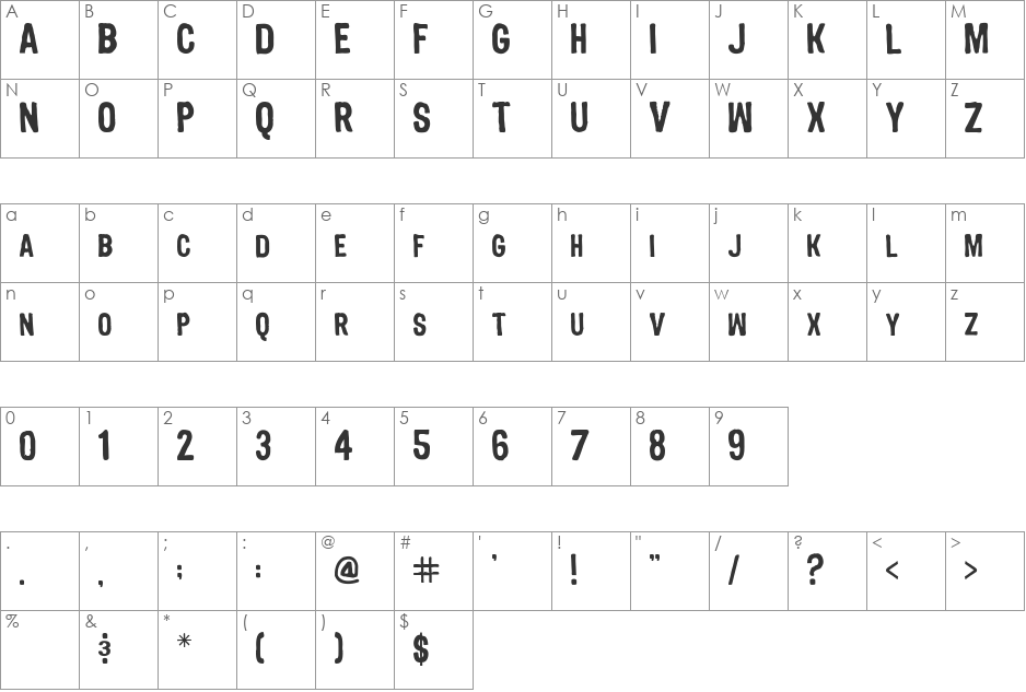 SM_bournisM font character map preview