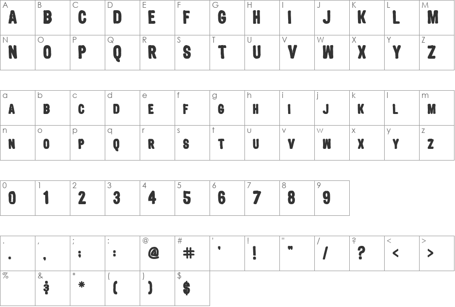 SM_bournisM font character map preview