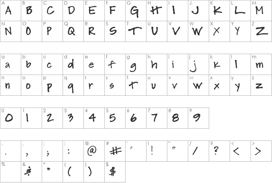 SM_hollyisM font character map preview