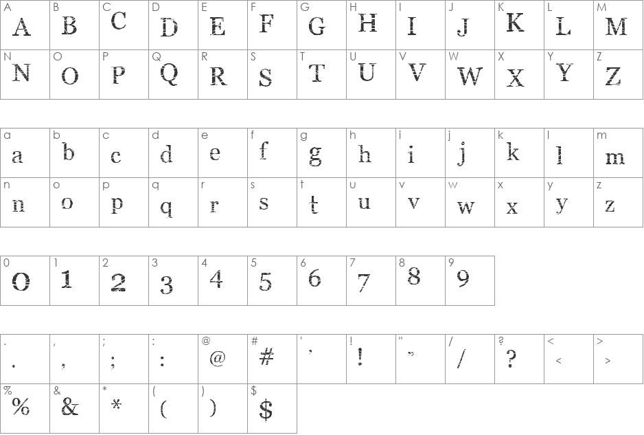 SM_middlisM font character map preview