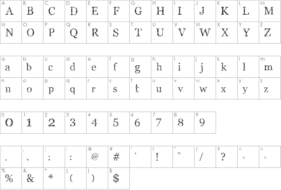 SM_middlisM font character map preview