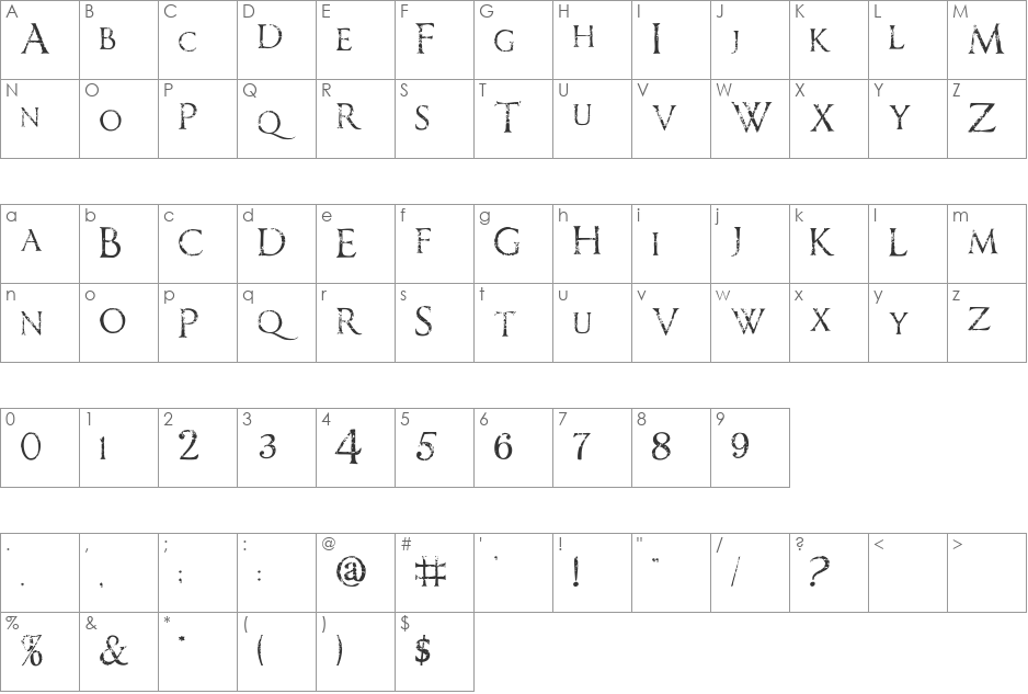 SM_recussionisM Caps font character map preview