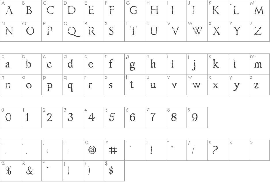 SM_recussionisM Regular font character map preview