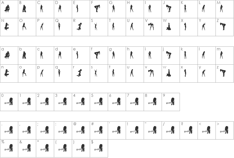 SM_suggestivisM font character map preview