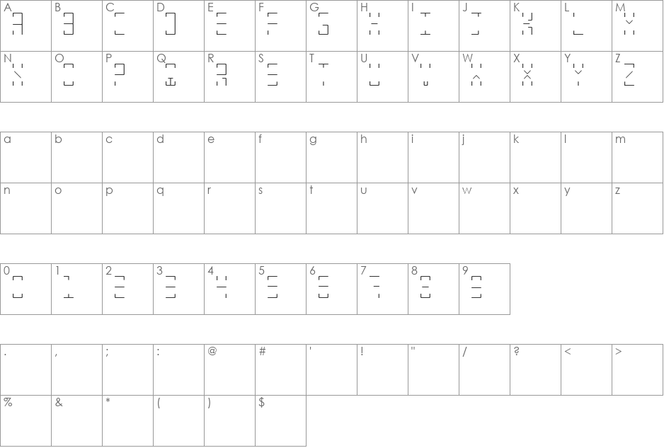 sn discontinued font character map preview