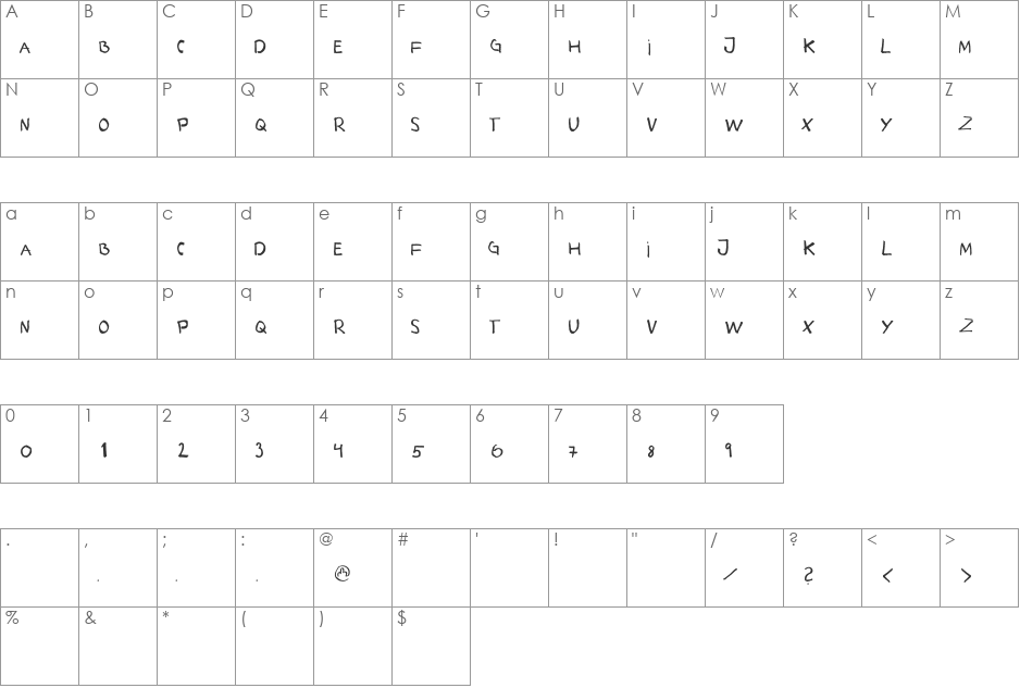 snabelballe font character map preview