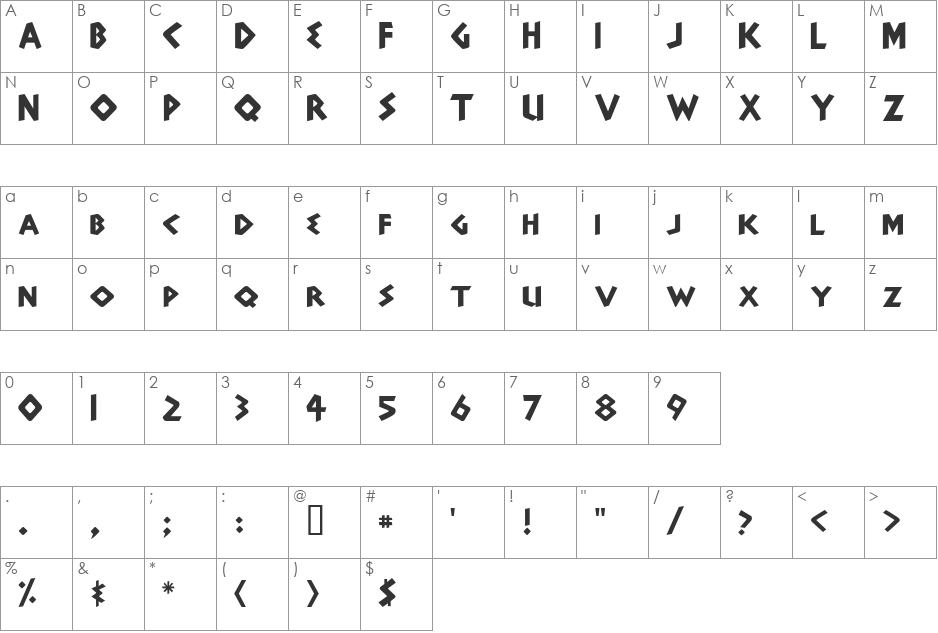 Adonais font character map preview