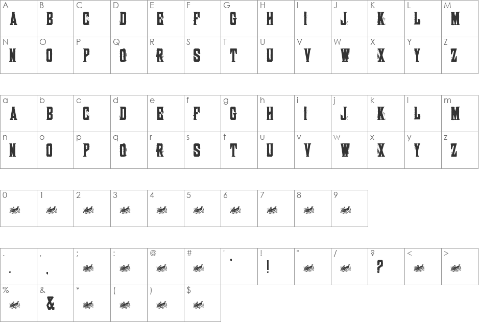 SNACKS font character map preview