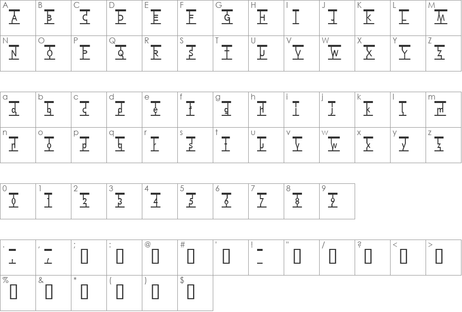 Snag Mag font character map preview