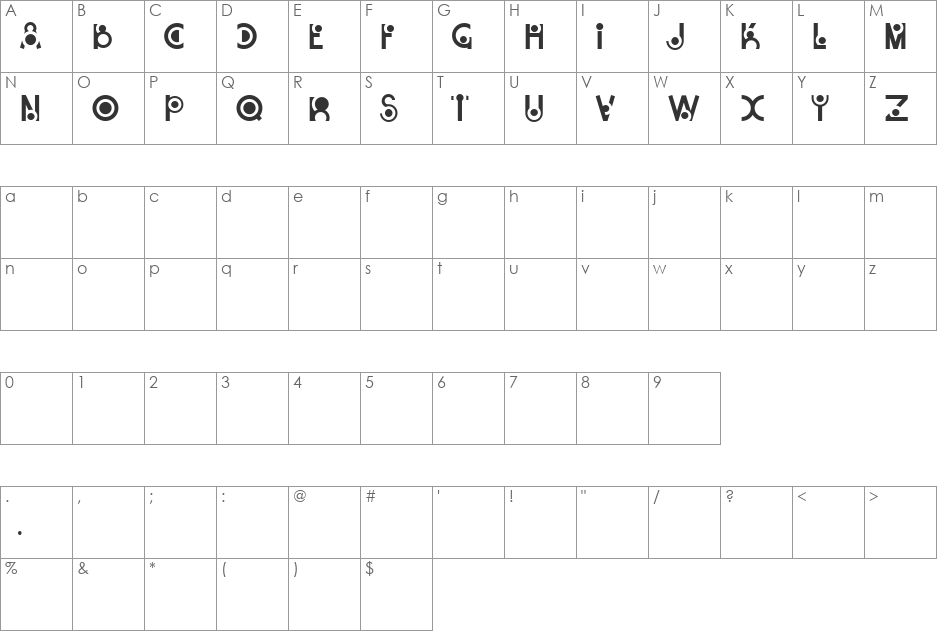 SNAIL font character map preview