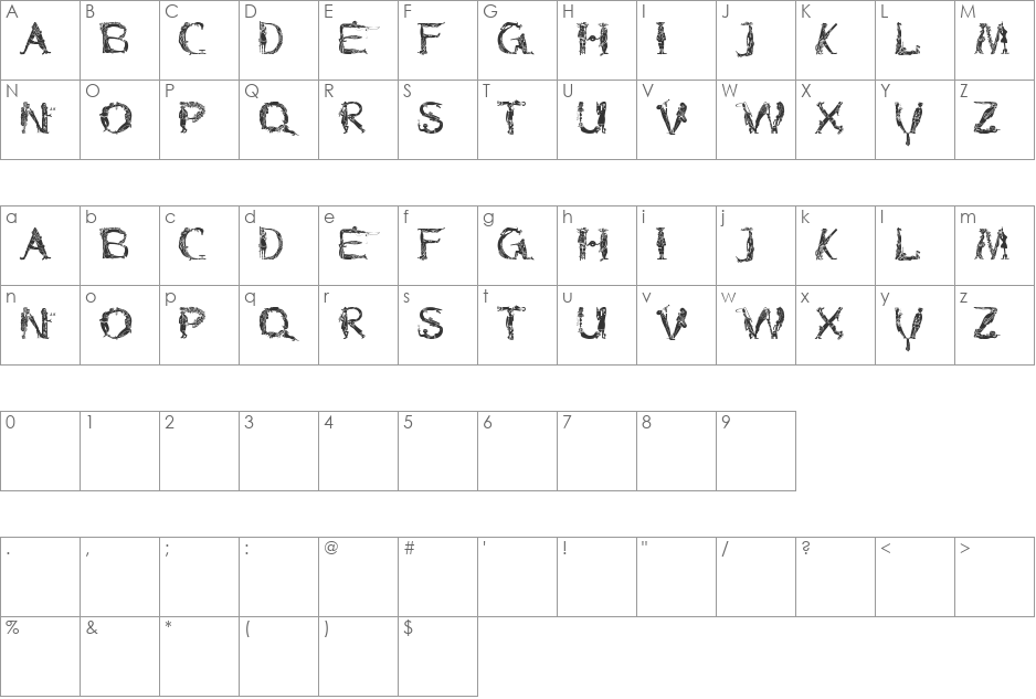 BavierShow font character map preview