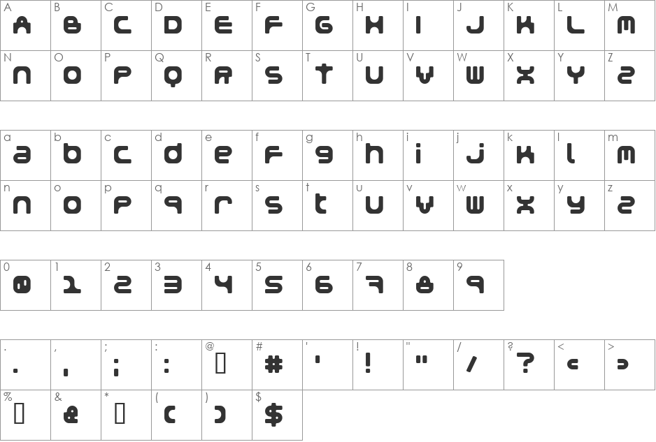 Snakegirl font character map preview