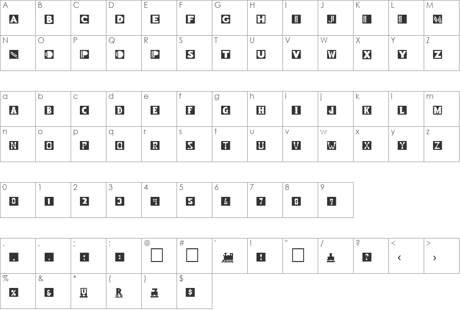 SnakeOilSSK font character map preview