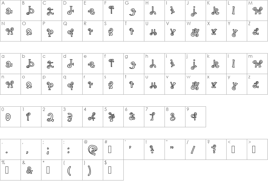 snakeway font character map preview