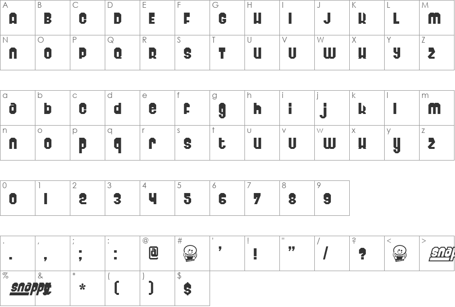 Snappy font character map preview