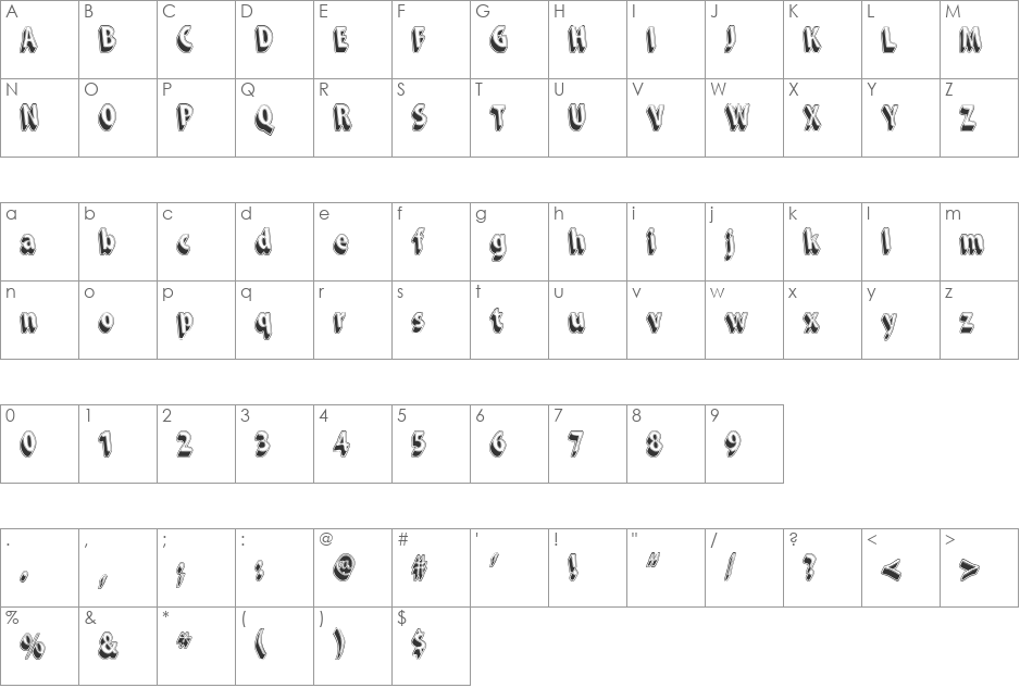 Snarky's Machine font character map preview