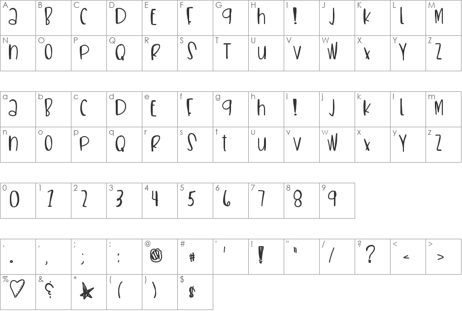 Sneakerhead font character map preview