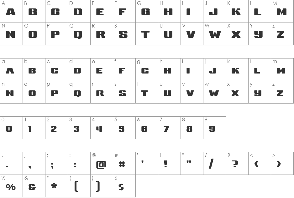 Sneakers Medium SC font character map preview