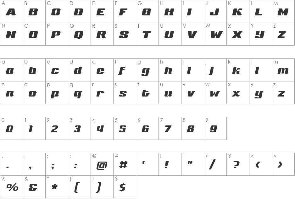 Sneakers Script Medium font character map preview