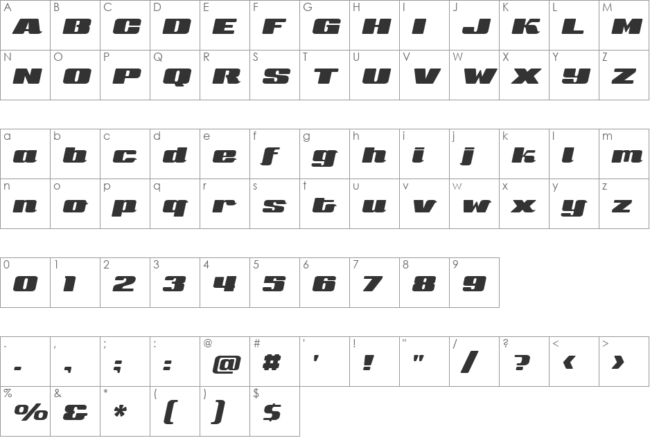 Sneakers Script UltraWide font character map preview