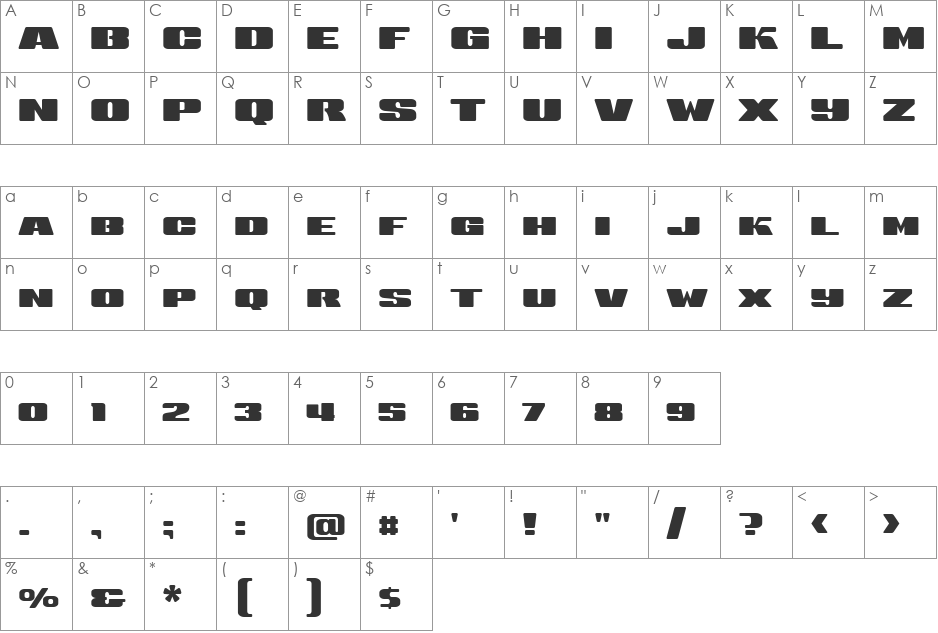 Sneakers UltraWide SC font character map preview