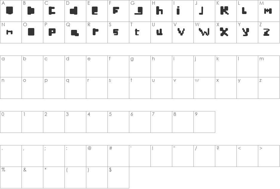 Sneflabb font character map preview