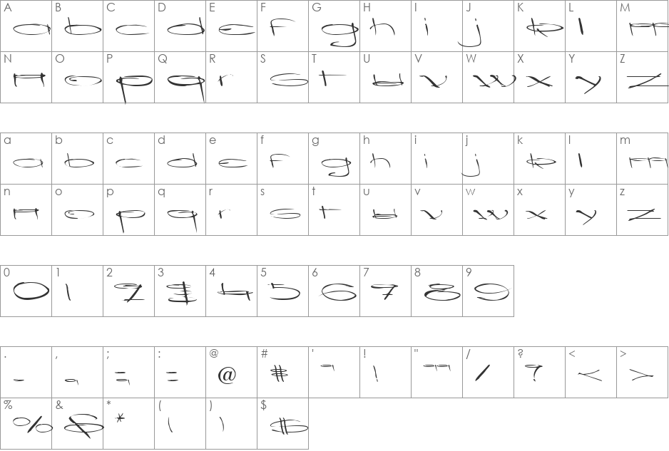 A3 Becker font character map preview