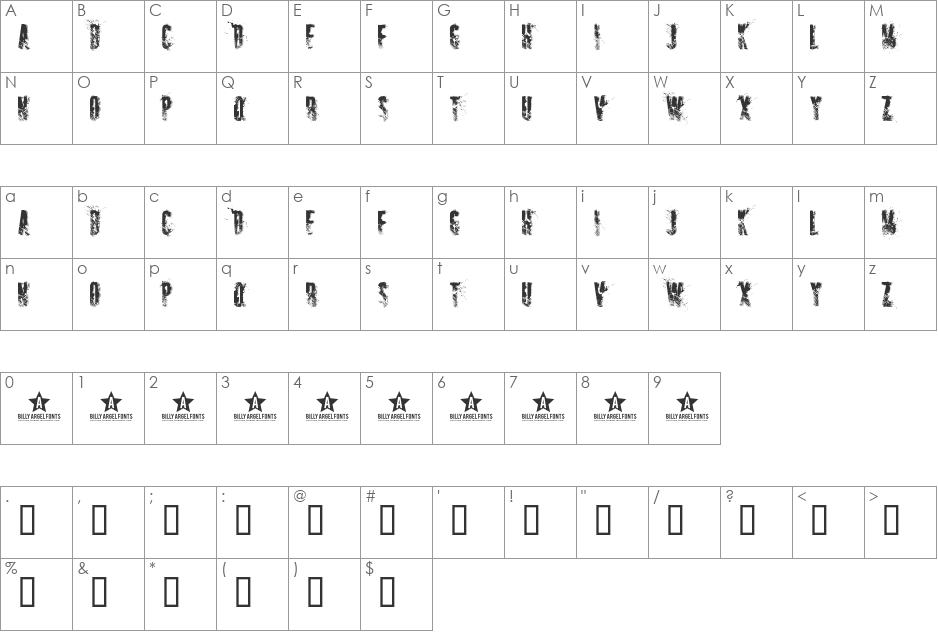 SNIPER font character map preview