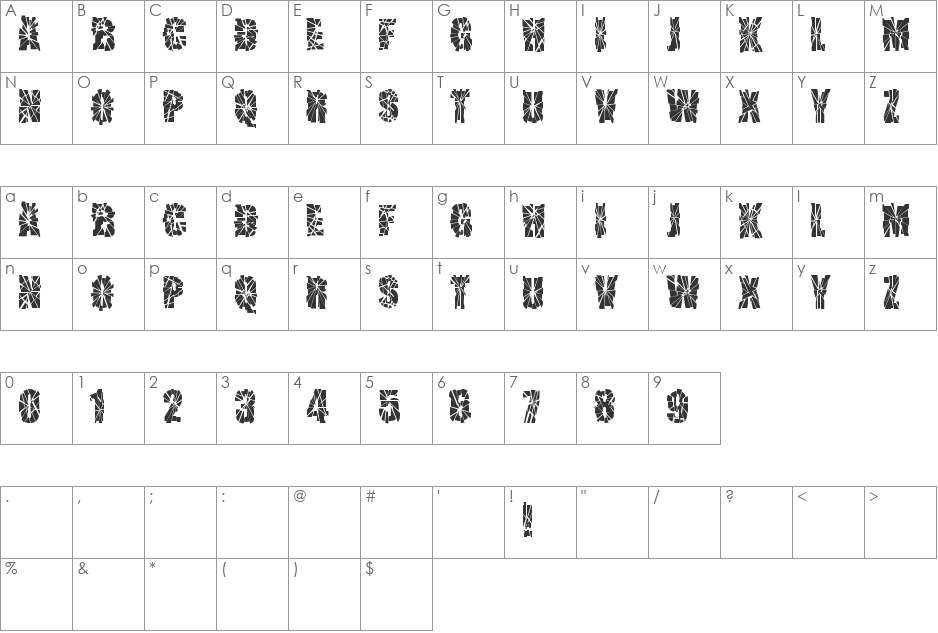 SNIPER SHOT font character map preview