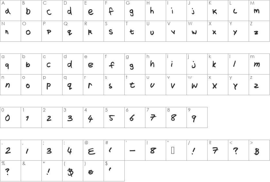 Snofferscript2 font character map preview