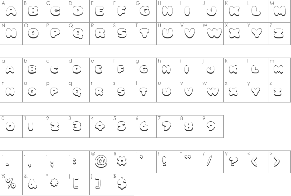 Snoopy font character map preview