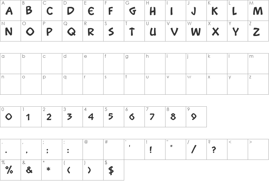 Snootchie Bootchies font character map preview