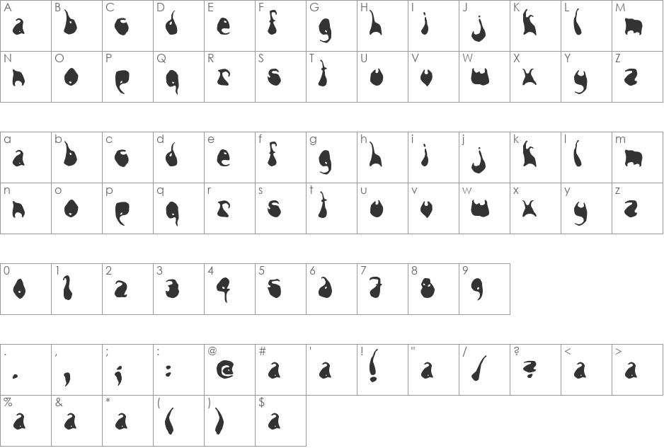Snorks font character map preview