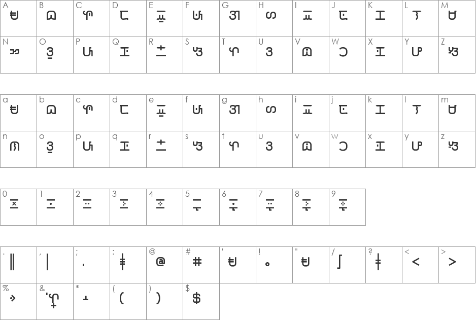Baybayin Mod Heavy font character map preview