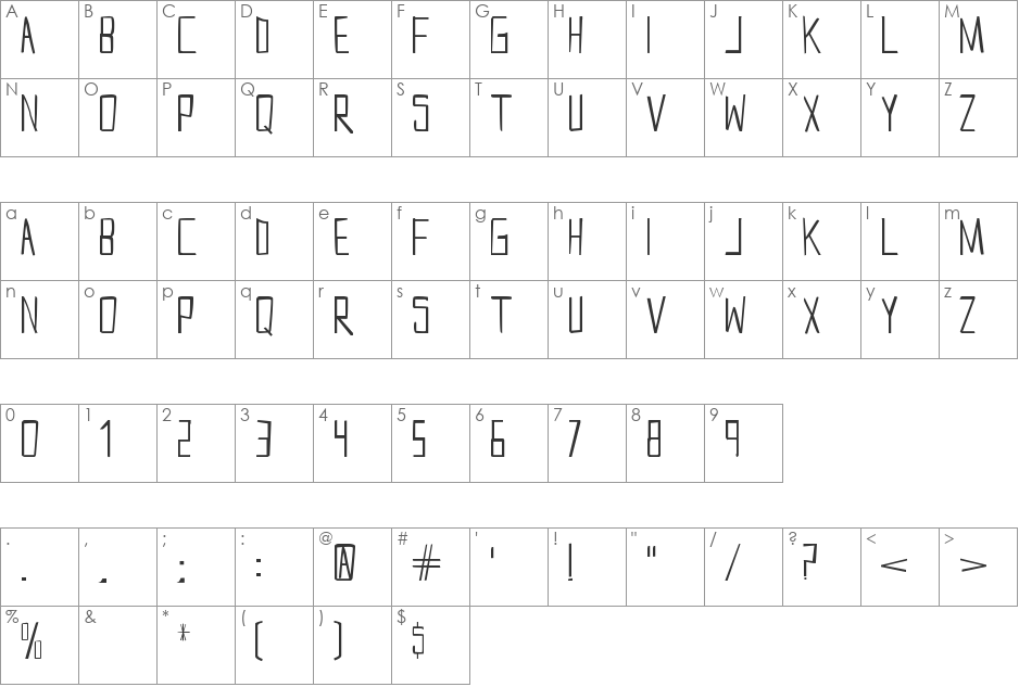 SNOW font character map preview