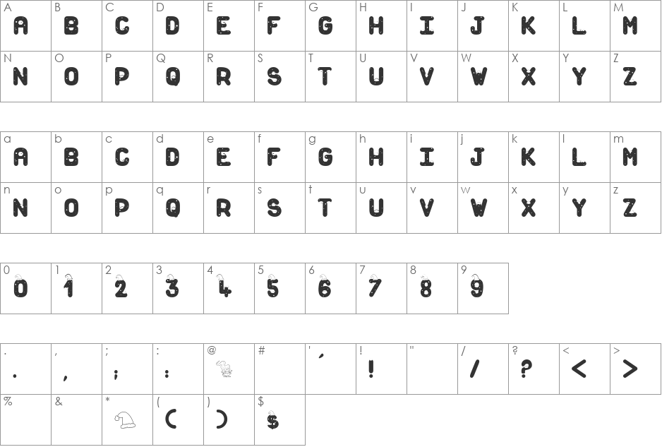 Snow For Santa font character map preview