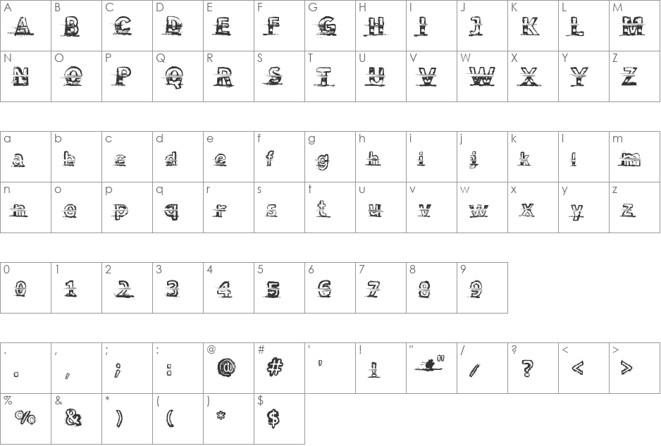 Snow Traces font character map preview