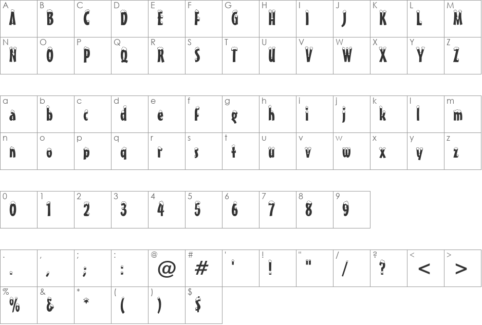 SnowCap font character map preview