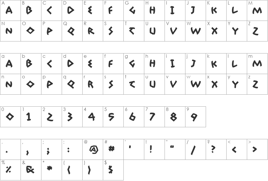 Adonis font character map preview