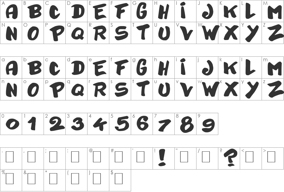 Bayday font character map preview