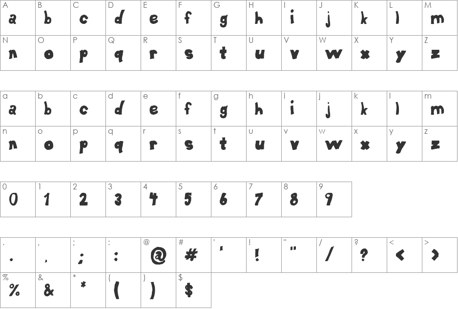 So Bold font character map preview