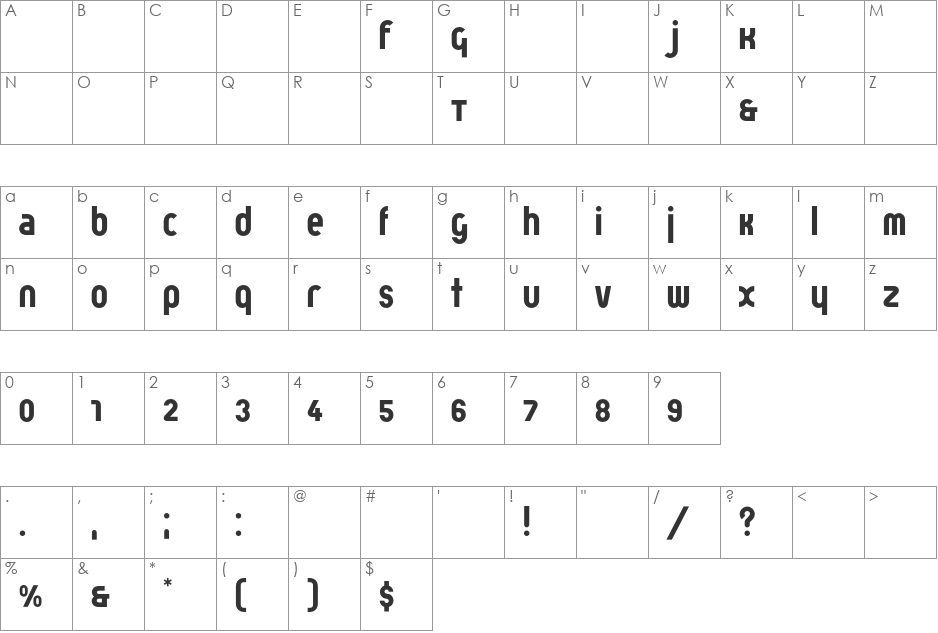 Bayerarchitype font character map preview