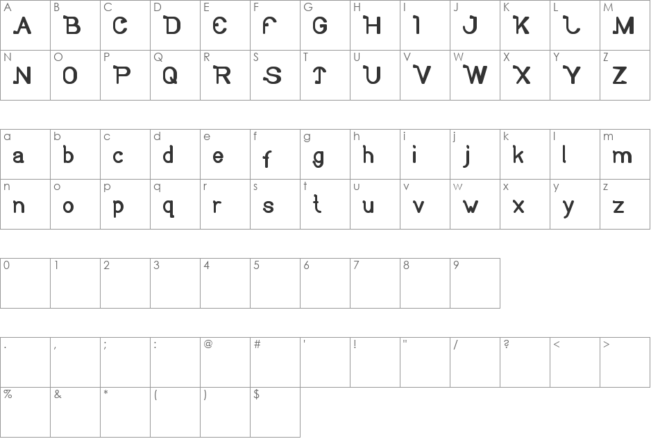 So Cute font character map preview