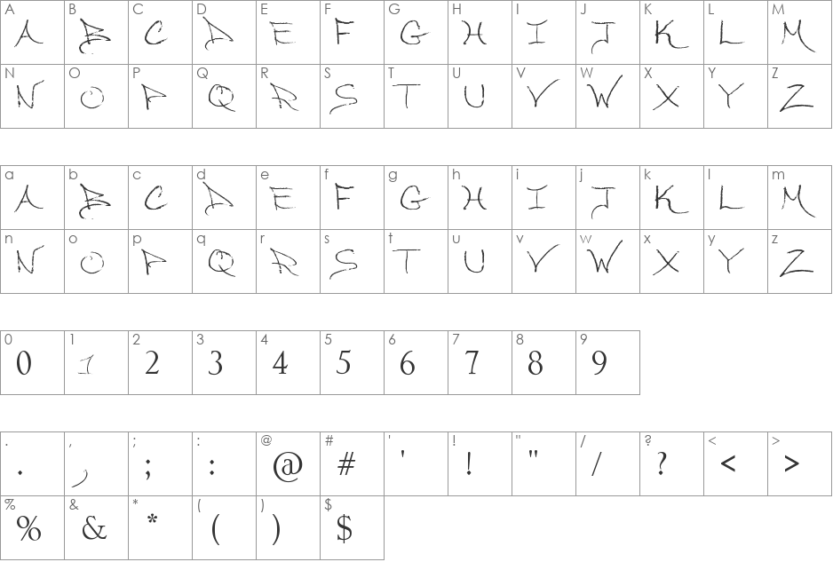 So Long My Dear font character map preview