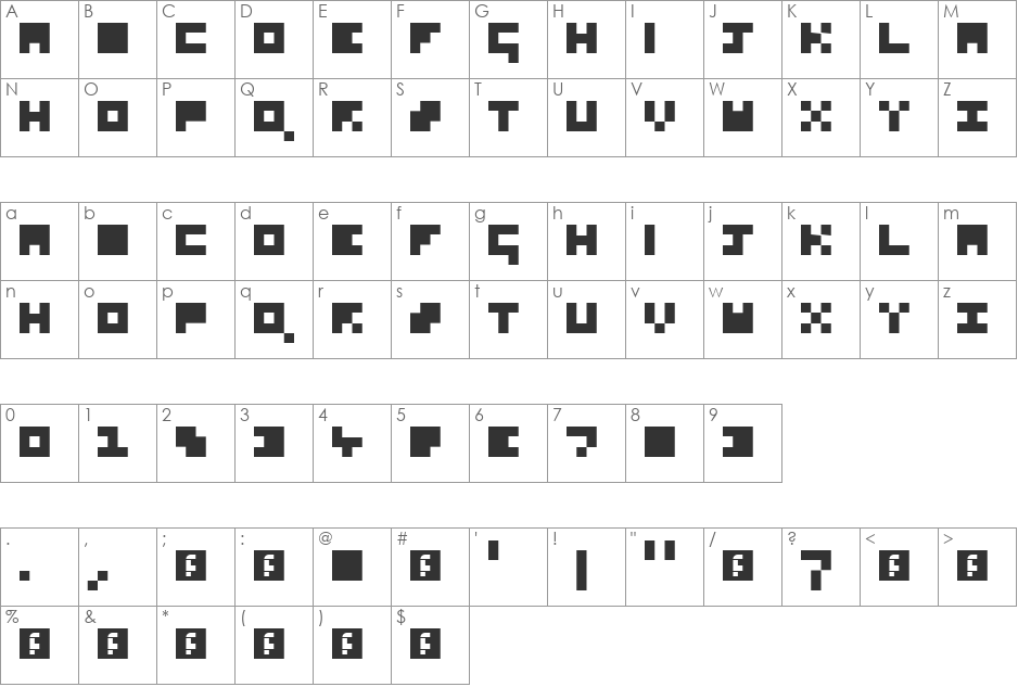 So Square font character map preview