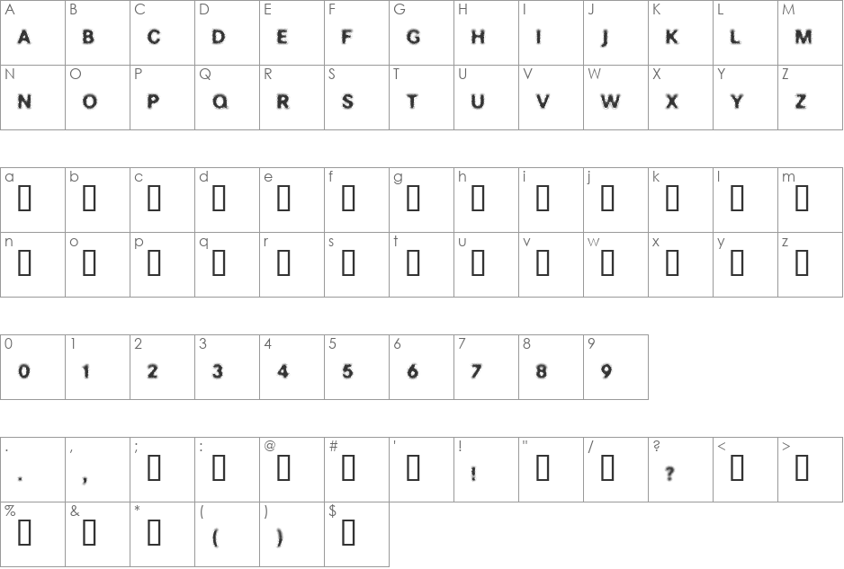 SOAK font character map preview