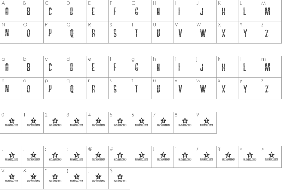 SOAP STORE font character map preview