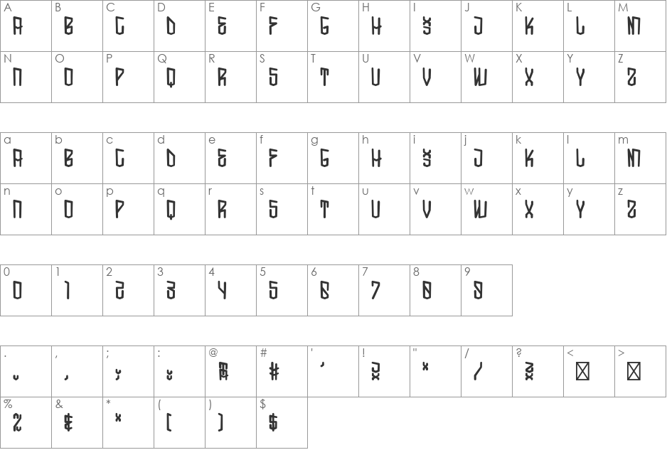 SoCal font character map preview