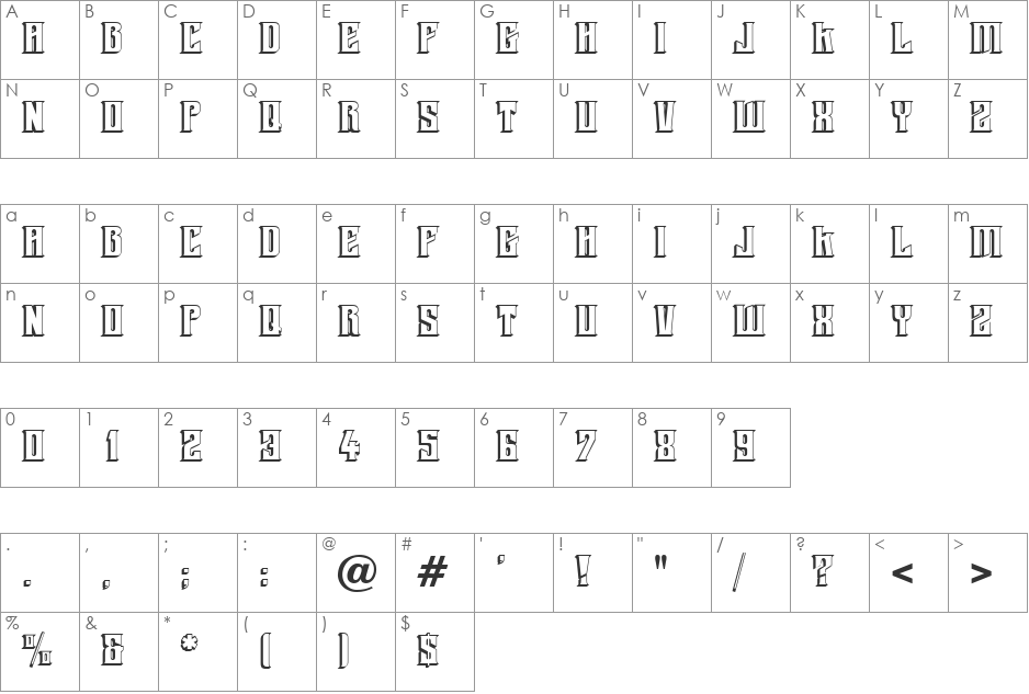 Soccer font character map preview