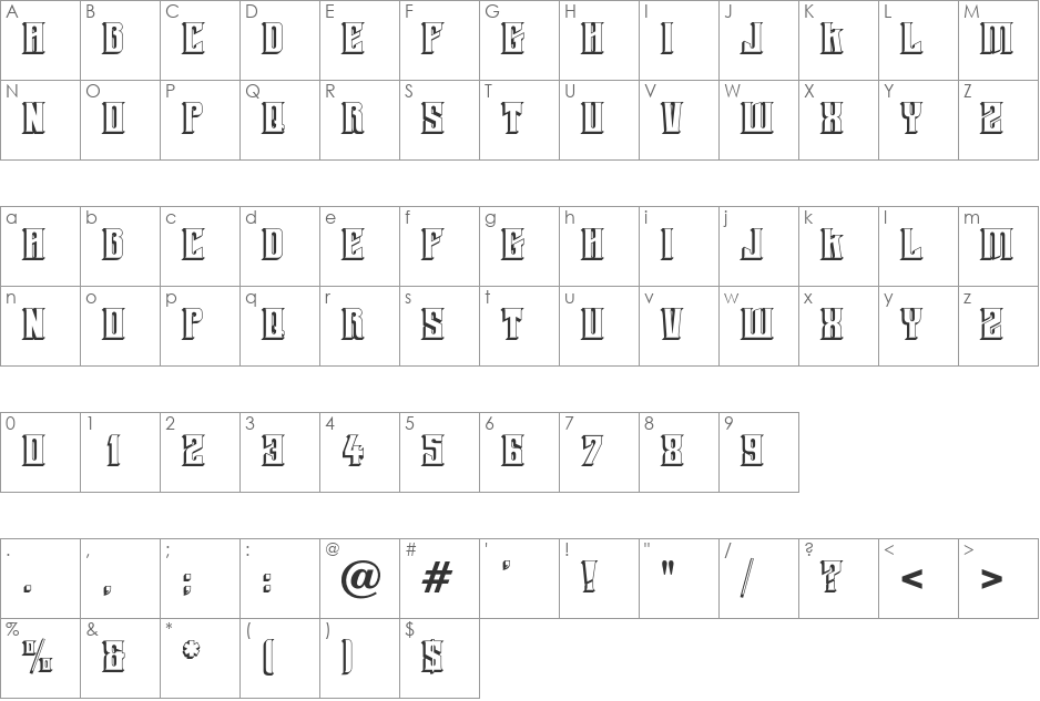 Soccer font character map preview